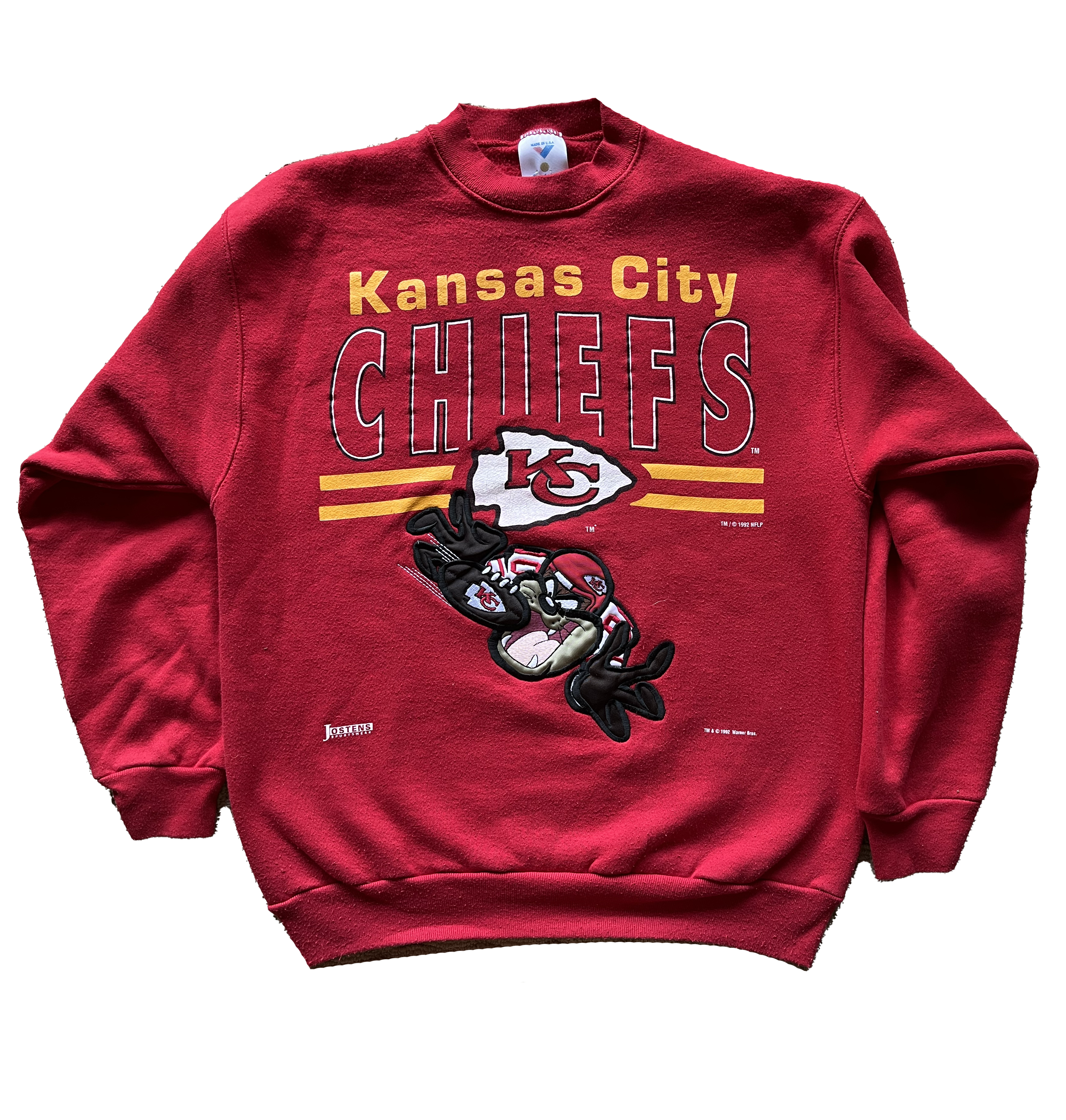 WESTSIDE STOREY VINTAGE | VINTAGE 90S TAZ EMBROIDERED PATCH CHIEFS SWEATSHIRT - Westside Storey