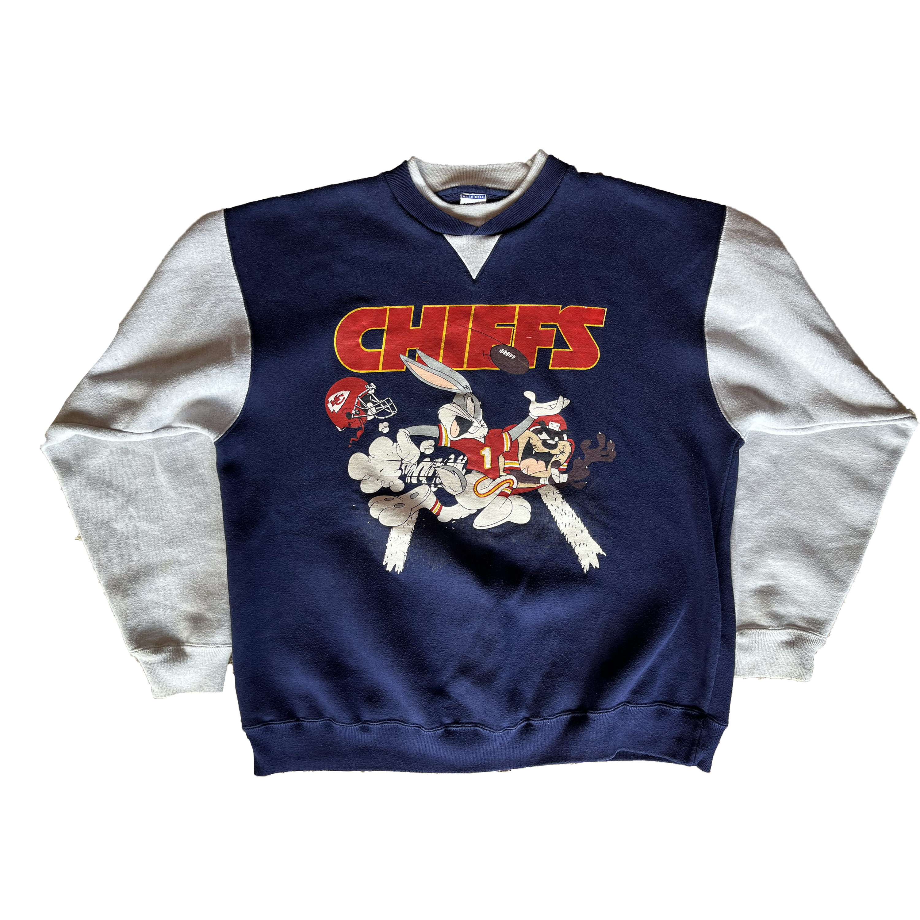 WESTSIDE STOREY VINTAGE | VINTAGE 1990S CHIEFS LOONEY TUNES BUGS NAVY SWEATSHIRT - Westside Storey