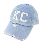 1KC | DISTRESSED BASEBALL HAT - LIGHT BLUE DENIM - Westside Storey