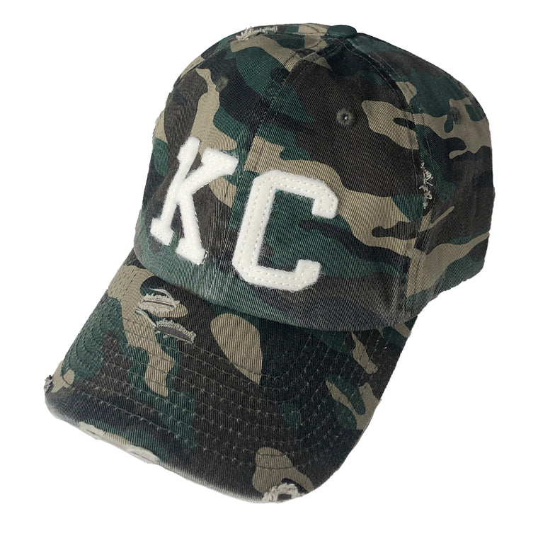 1KC | DISTRESSED BASEBALL HAT - CAMO