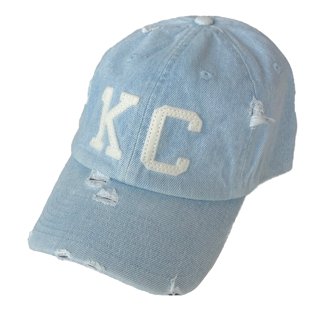 1KC | DISTRESSED BASEBALL HAT - LIGHT BLUE DENIM - Westside Storey