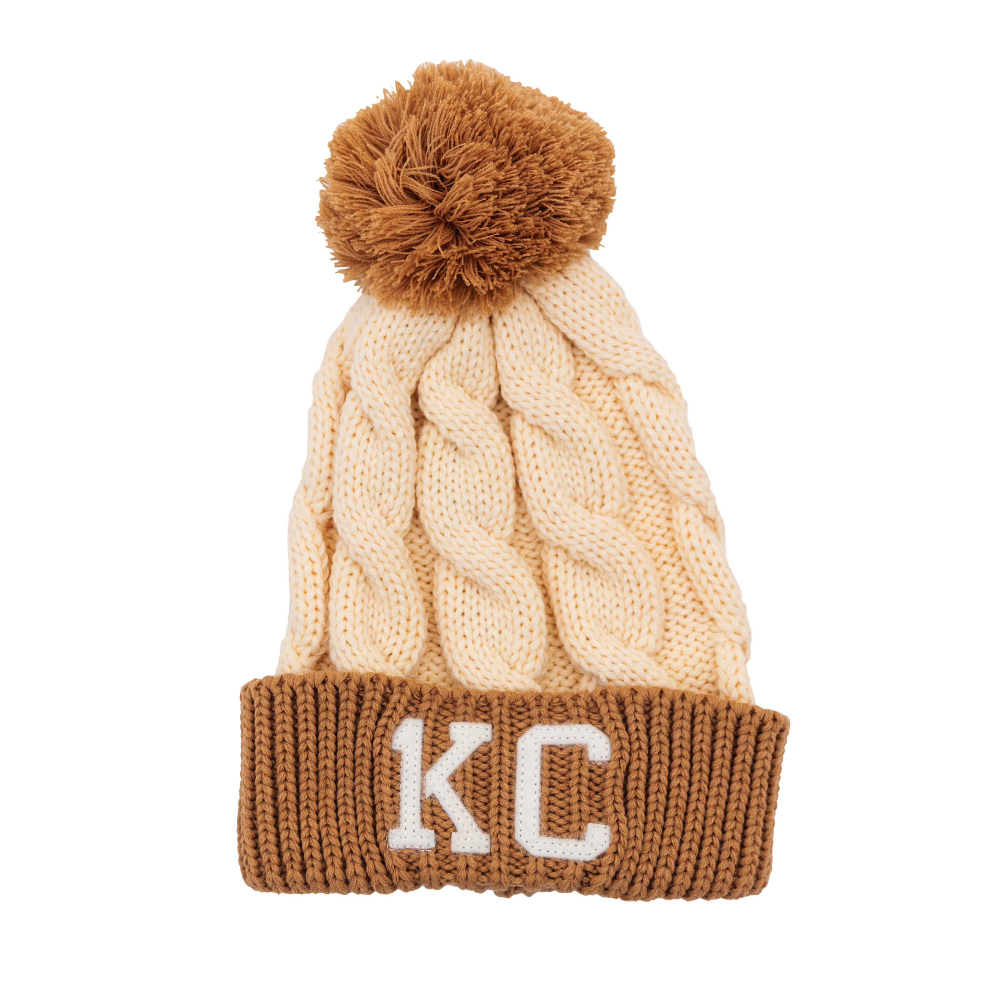 1KC | CHUNK POM BEANIE - MOCHA & CREAM 1KC