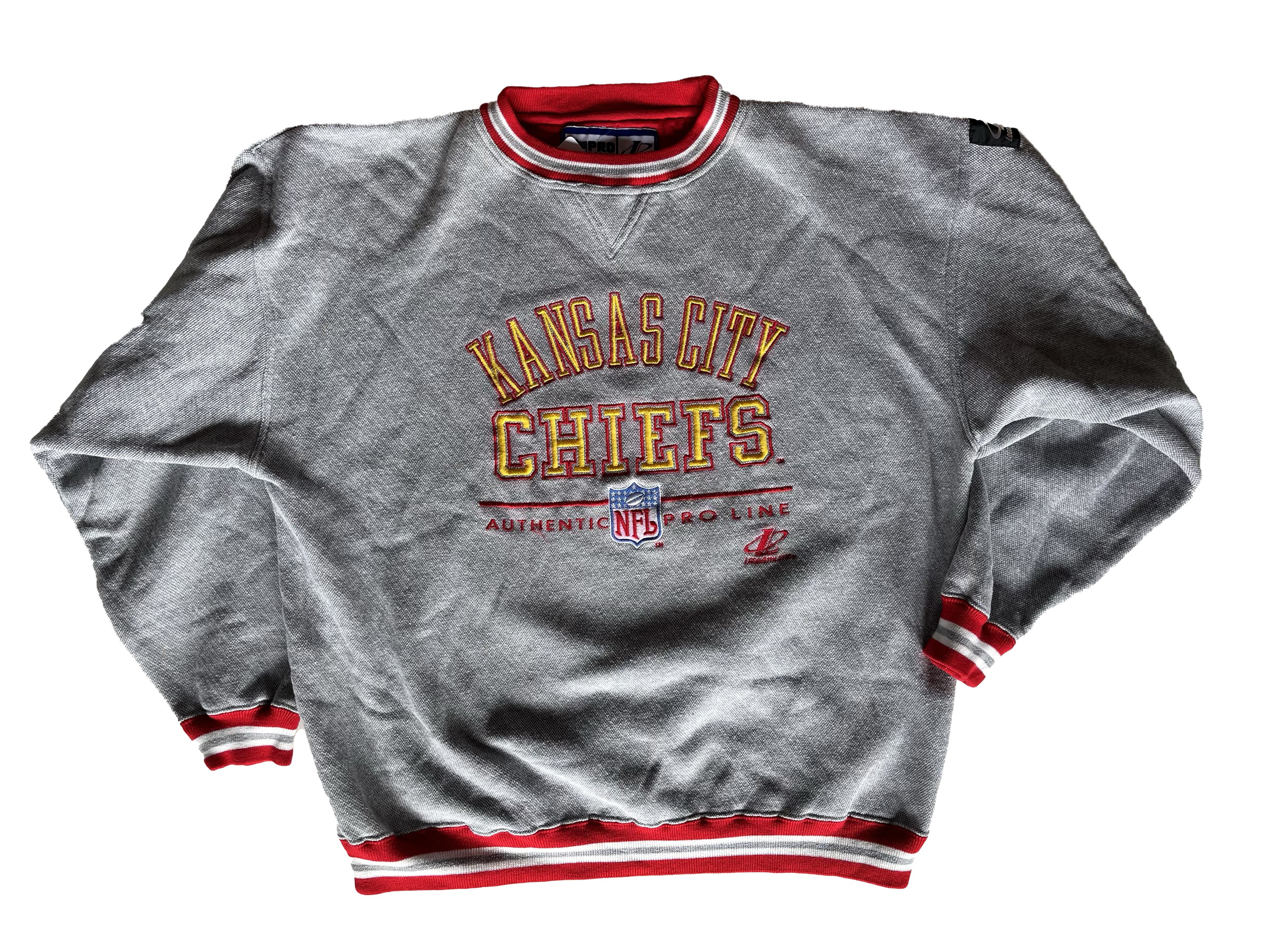 WESTSIDE STOREY VINTAGE | VINTAGE 90S PROLINE LOGO ATHLETIC SPECKLE GRAY CHIEFS SWEATSHIRT - Westside Storey