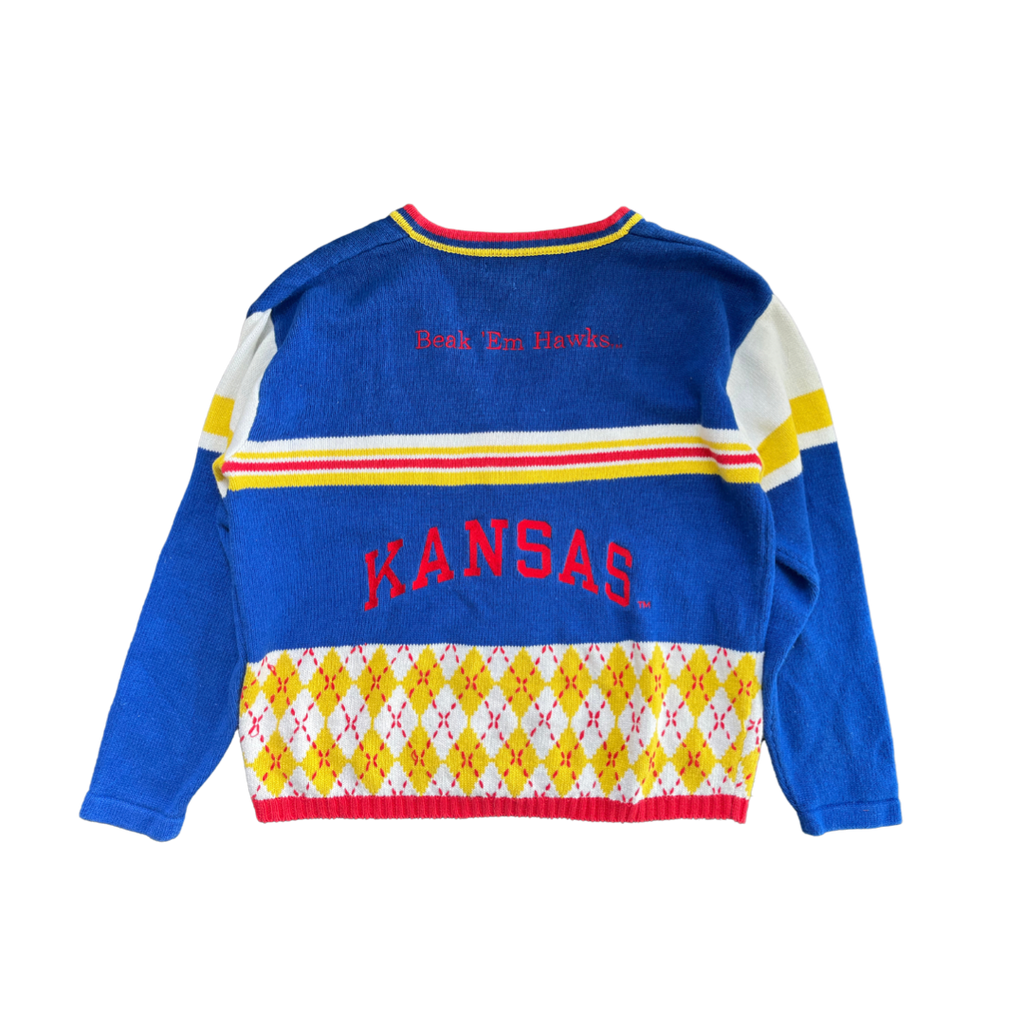 WESTSIDE STOREY VINTAGE | VINTAGE 90S KU JAYHAWKS KNIT CARDIGAN SWEATER - Westside Storey
