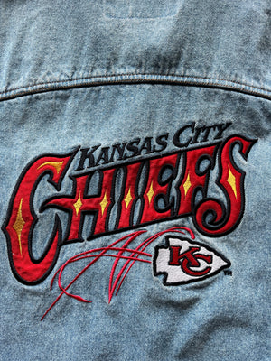 WESTSIDE STOREY VINTAGE | VINTAGE 90S PRO ELITE CHIEFS DENIM JACKET - Westside Storey