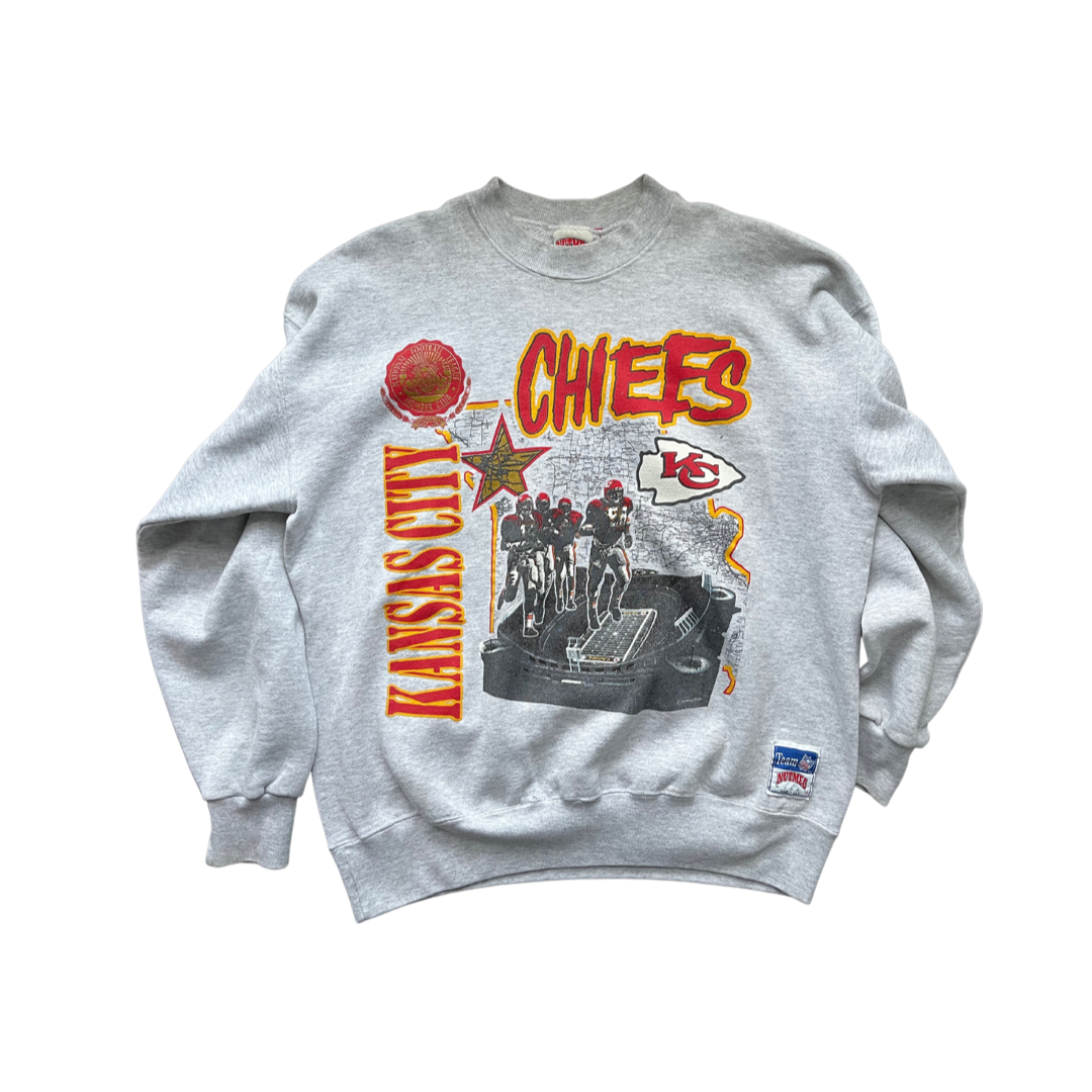 WESTSIDE STOREY VINTAGE | VINTAGE CHIEFS 90S NUTMEG ARROWHEAD MISSOURI MAP SWEATSHIRT - Westside Storey