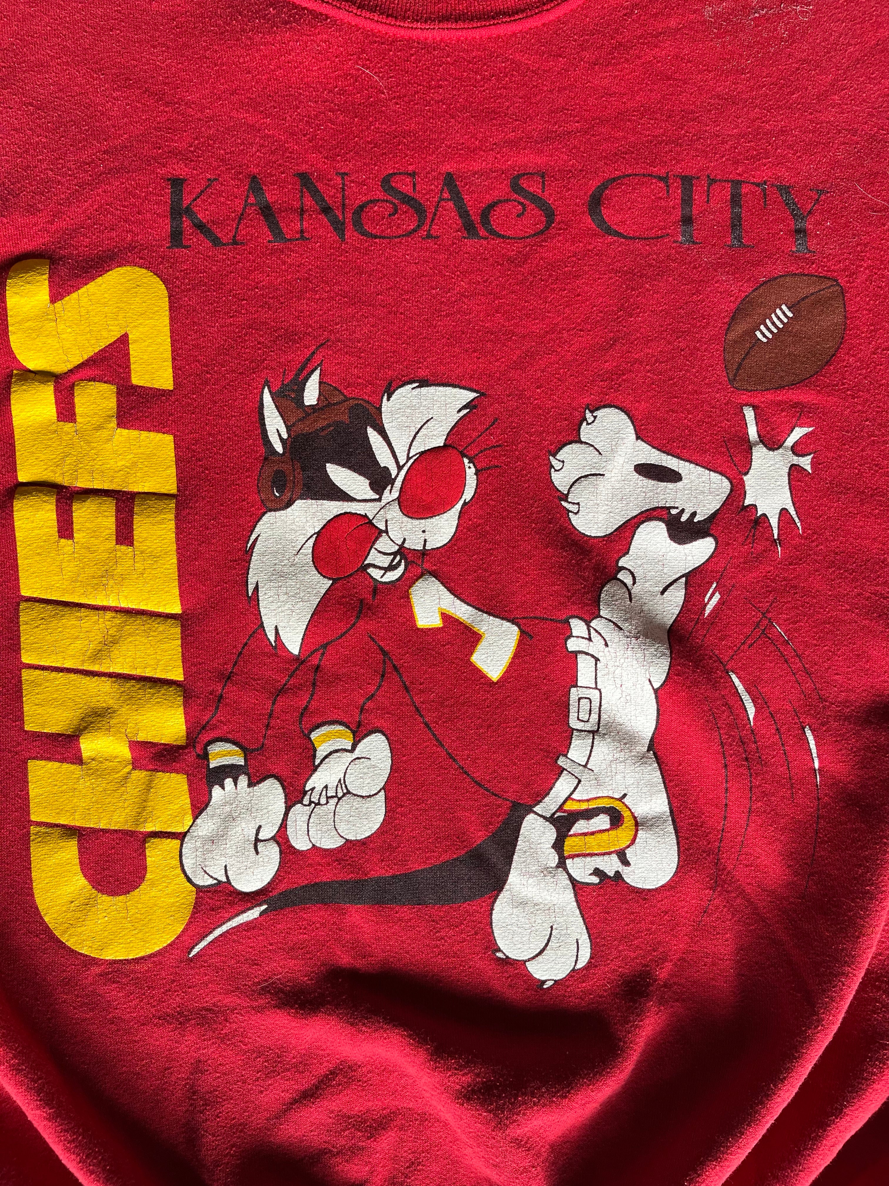 WESTSIDE STOREY VINTAGE | VINTAGE 90S SYLVESTER CAT CHIEFS SWEATSHIRT - Westside Storey