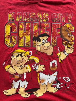WESTSIDE STOREY VINTAGE | VINTAGE 90S FLINSTONES FRED BARNEY CHIEFS TEE - Westside Storey