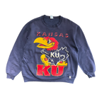 WESTSIDE STOREY VINTAGE | VINTAGE 90S KU JAYHAWKS RUSSELL LARGE PRINT SWEATSHIRT - Westside Storey