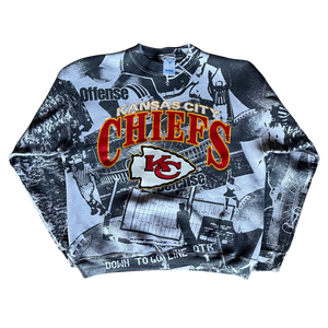 WESTSIDE STOREY VINTAGE | VINTAGE 90S CHIEFS ALL OVER PRINT SWEATSHIRT - Westside Storey