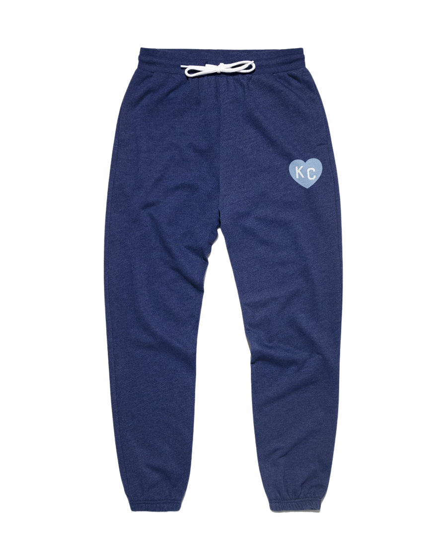 Charlie Hustle | KC Heart Vintage PE Sweatpants- Navy/Light Blue