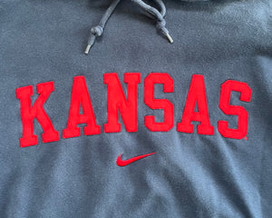 WESTSIDE STOREY VINTAGE | VINTAGE 90S KU JAYHAWKS NIKE MIDDLE SWOOSH HOODIE - Westside Storey