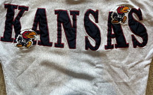WESTSIDE STOREY VINTAGE | VINTAGE 90’S LEGENDS LARGE SPELLOUT KU JAYHAWKS SWEATSHIRT - Westside Storey