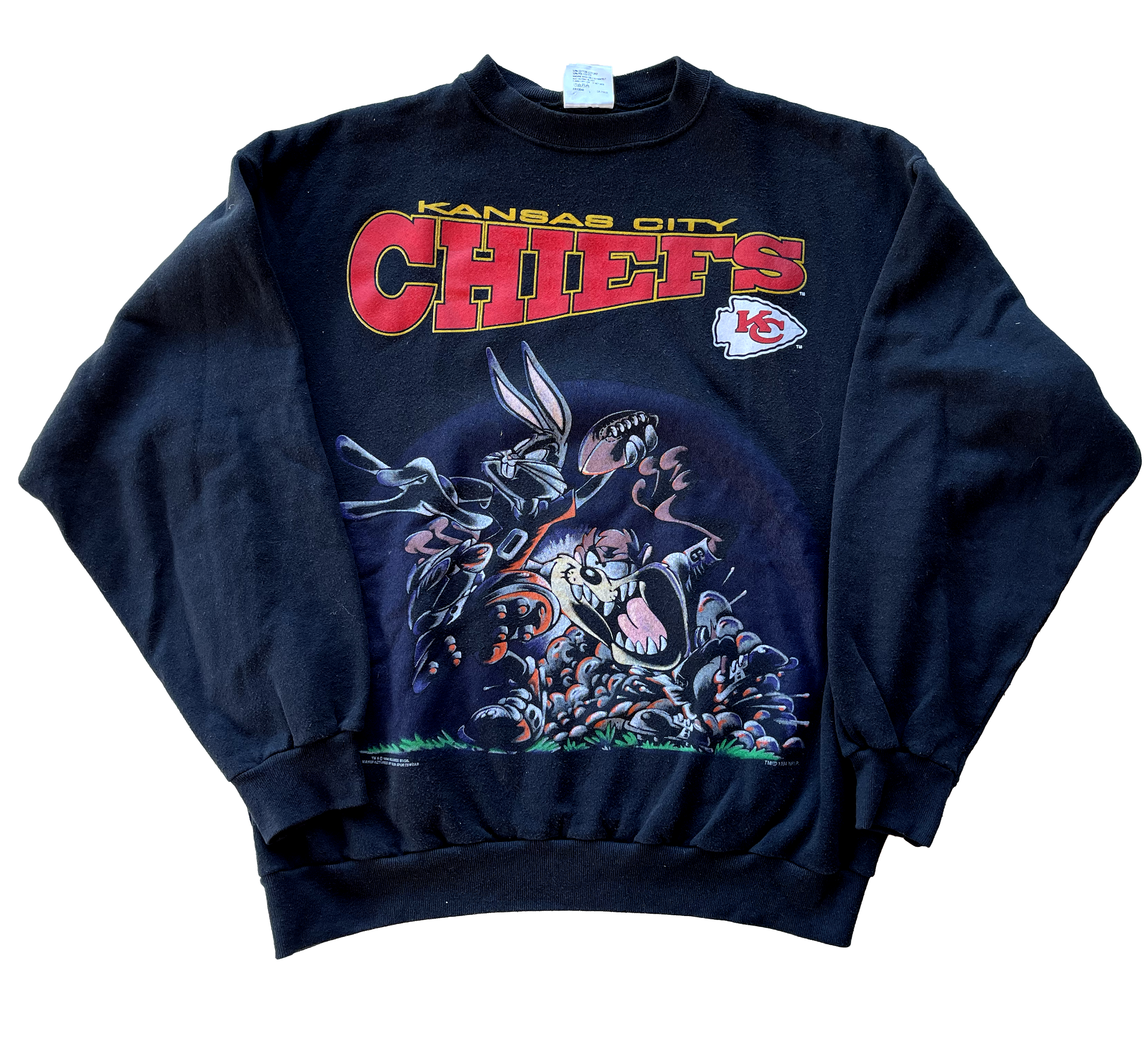 WESTSIDE STOREY VINTAGE | VINTAGE 1994 LOONEY TUNES BUGS-TAZ CHIEFS SWEATSHIRT - Westside Storey