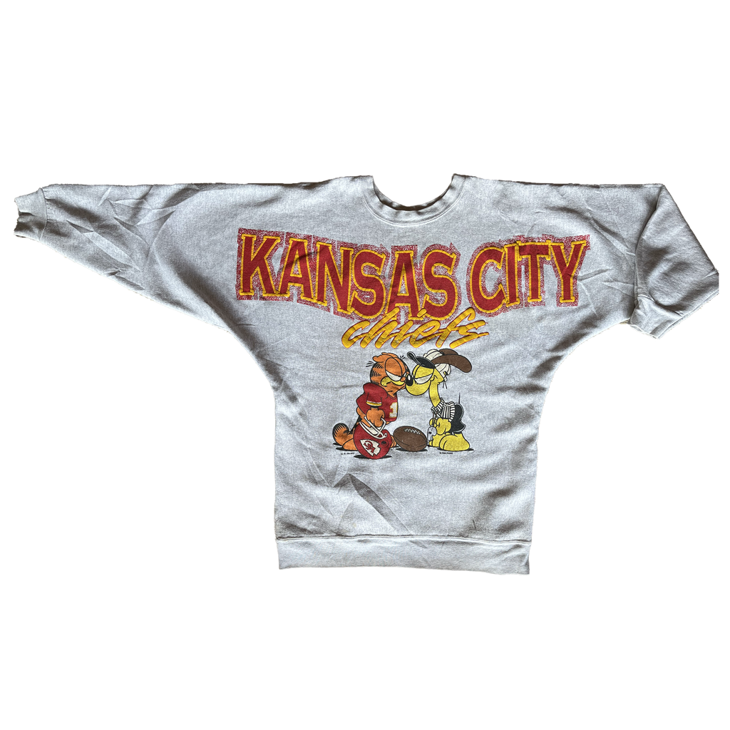 WESTSIDE STOREY VINTAGE | VINTAGE 90S CHIEFS GARFIELD SPELLOUT SWEATSHIRT - Westside Storey