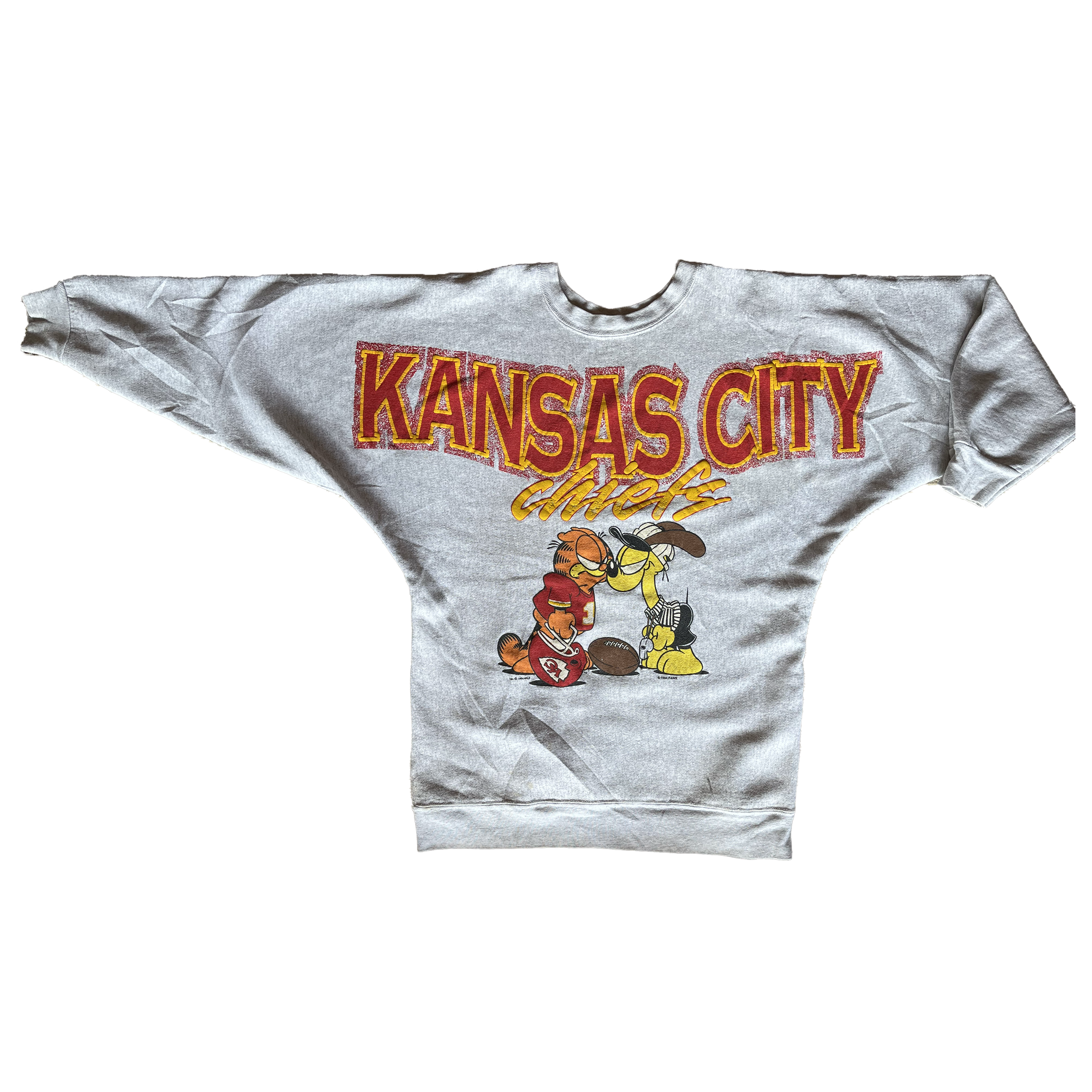 WESTSIDE STOREY VINTAGE | VINTAGE 90S CHIEFS GARFIELD SPELLOUT SWEATSHIRT - Westside Storey
