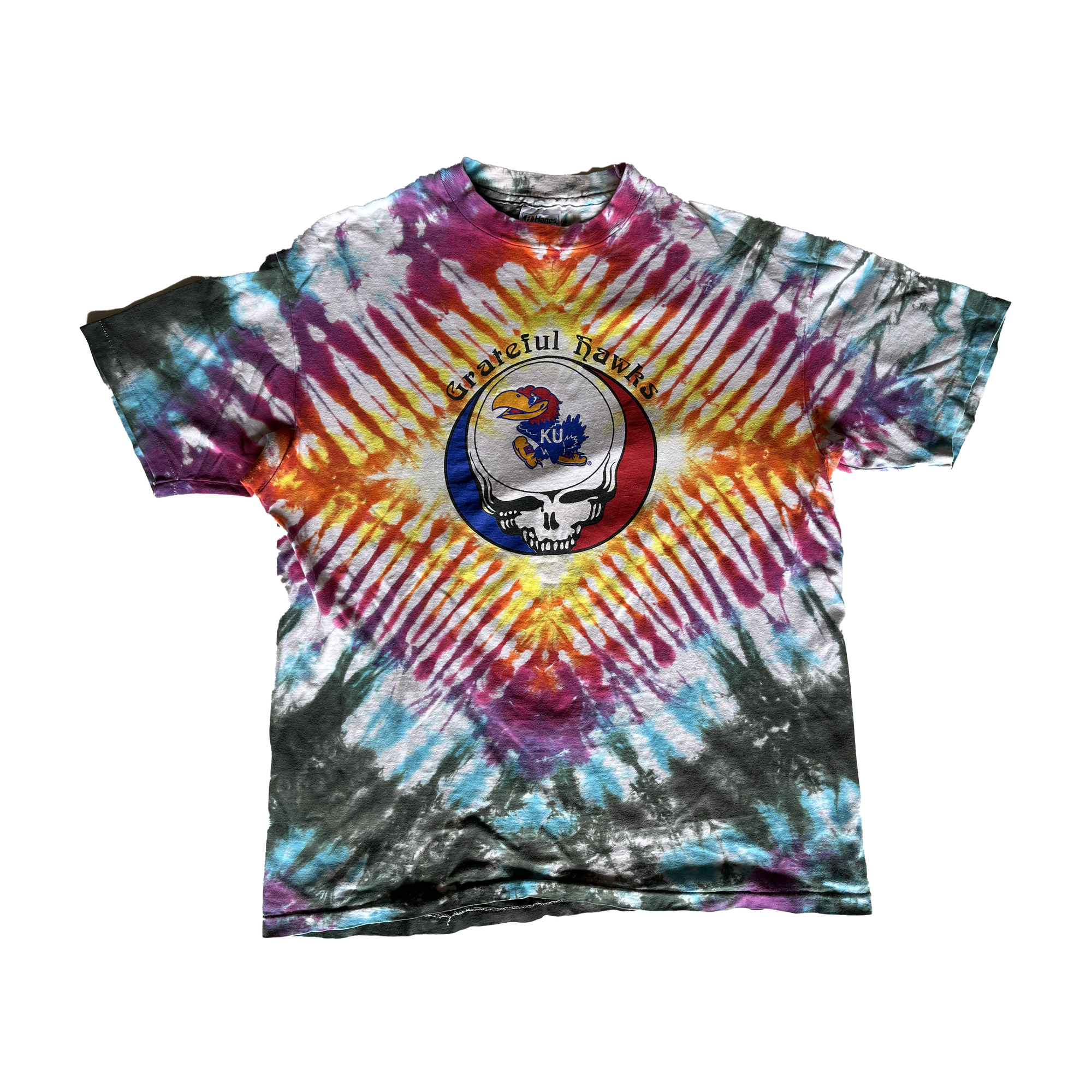 WESTSIDE STOREY VINTAGE | VINTAGE 90S KU JAYHAWKS RARE TIE DYE GRATEFUL DEAD T-SHIRT - Westside Storey