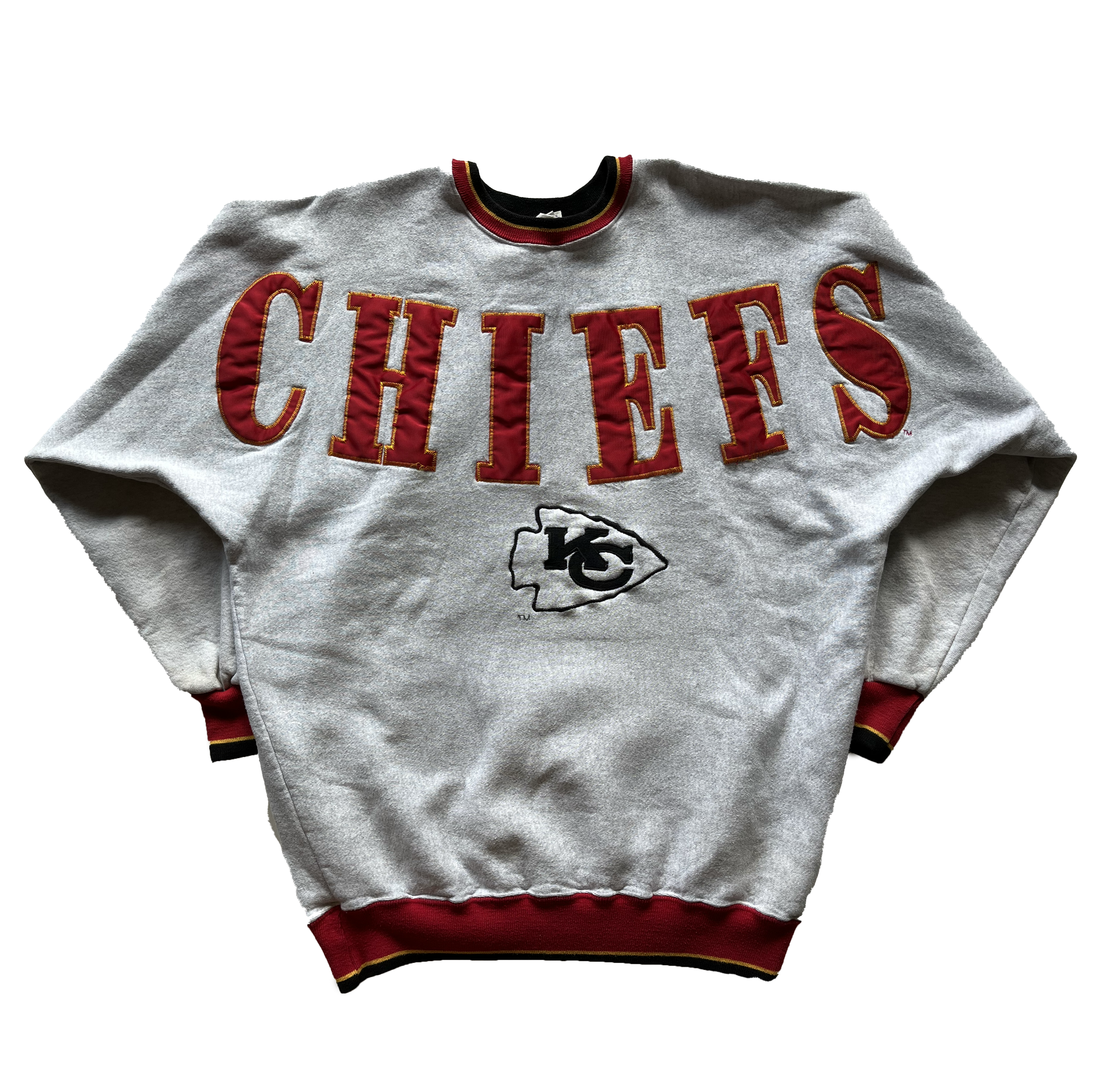 Vintage Gildan Tag Im Psychotic Chiefs Girl Spellout Big Logo Printed  Sweatshirt Crewneck Pullover Sweater KC Colour Grey Size Large 