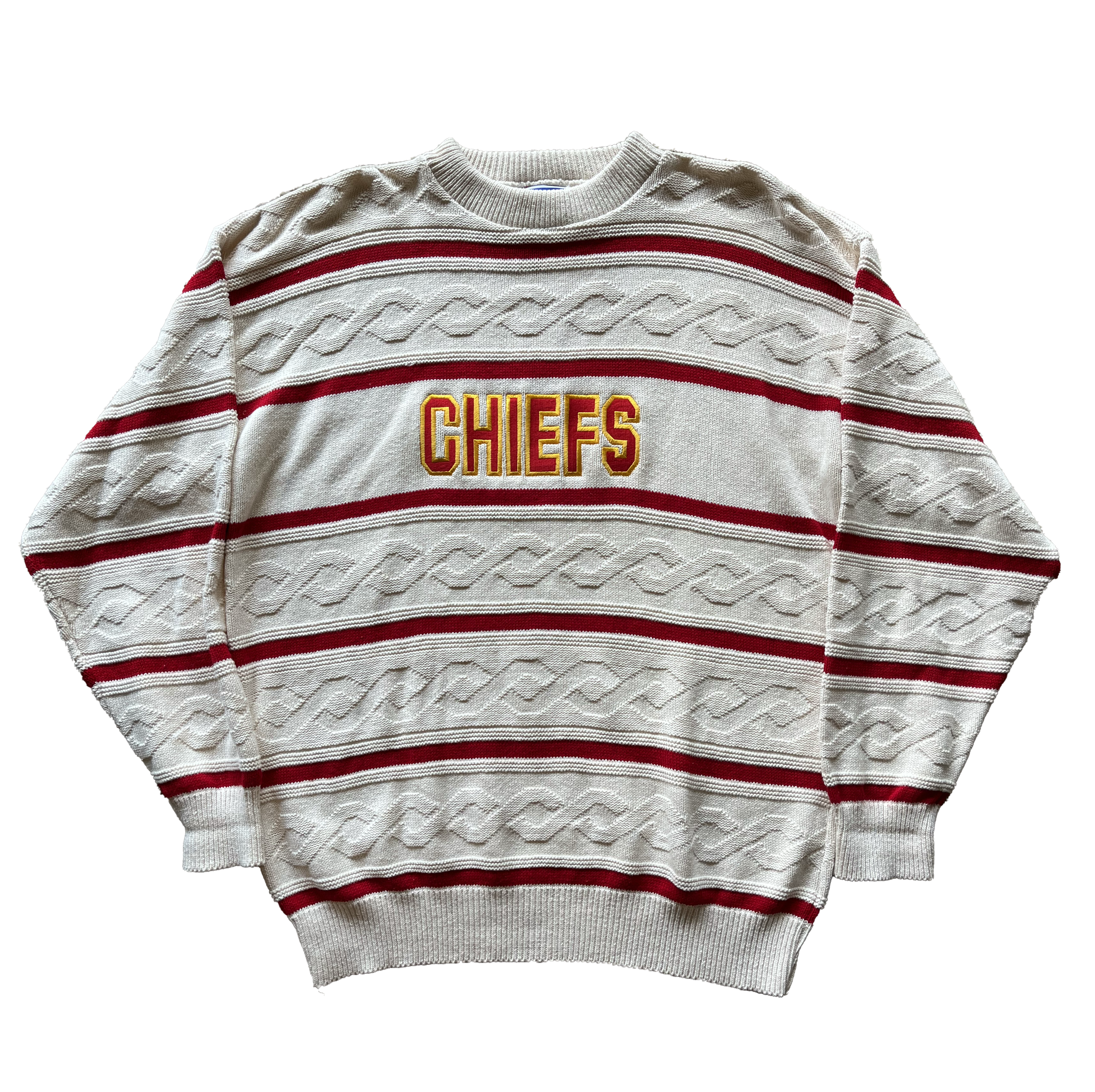 WESTSIDE STOREY VINTAGE | VINTAGE 90S NUTMEG KC CHIEFS KNIT SWEATER - Westside Storey