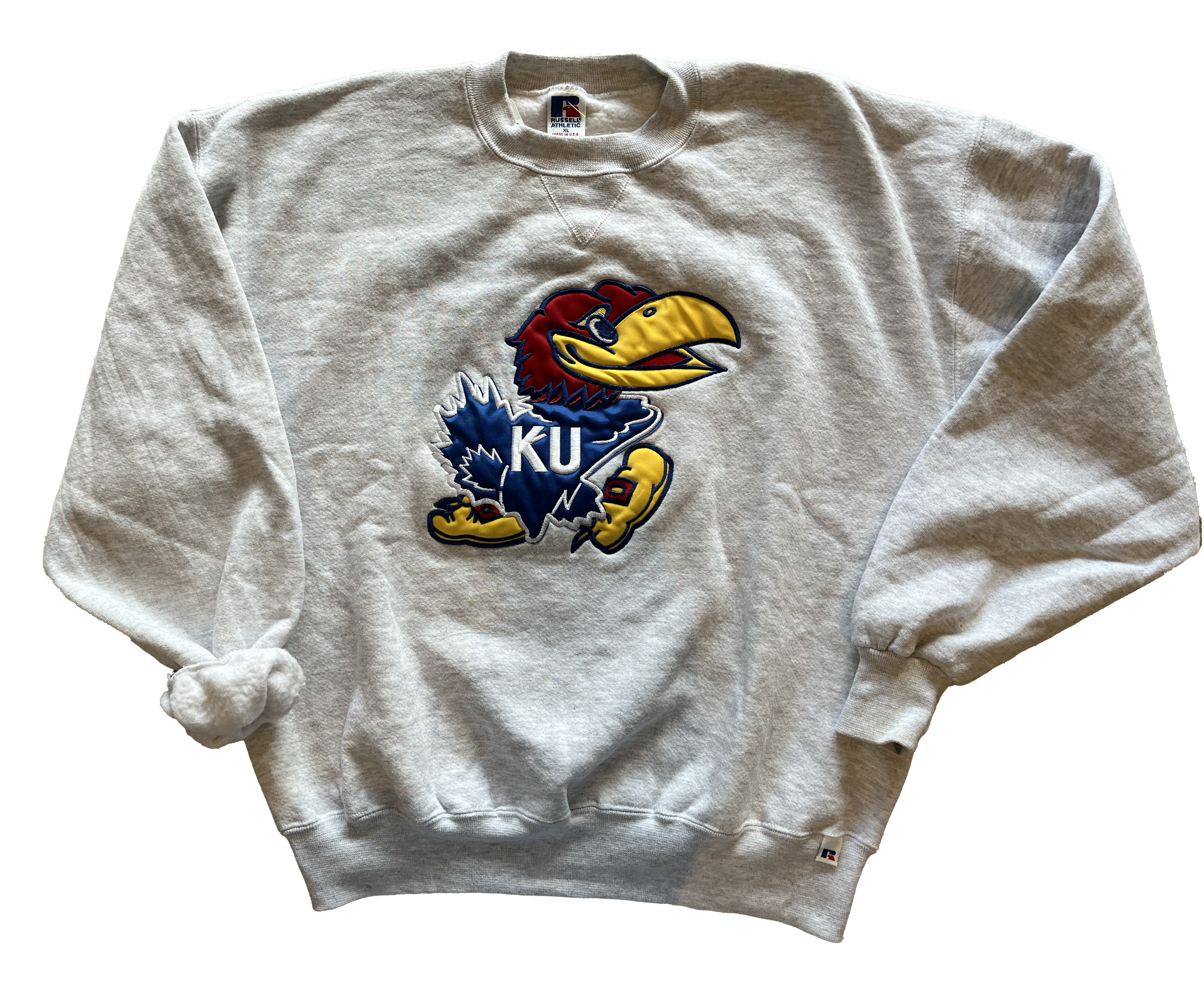 WESTSIDE STOREY VINTAGE | VINTAGE 90’S RUSSELL KU PATCH SWEATSHIRT - Westside Storey