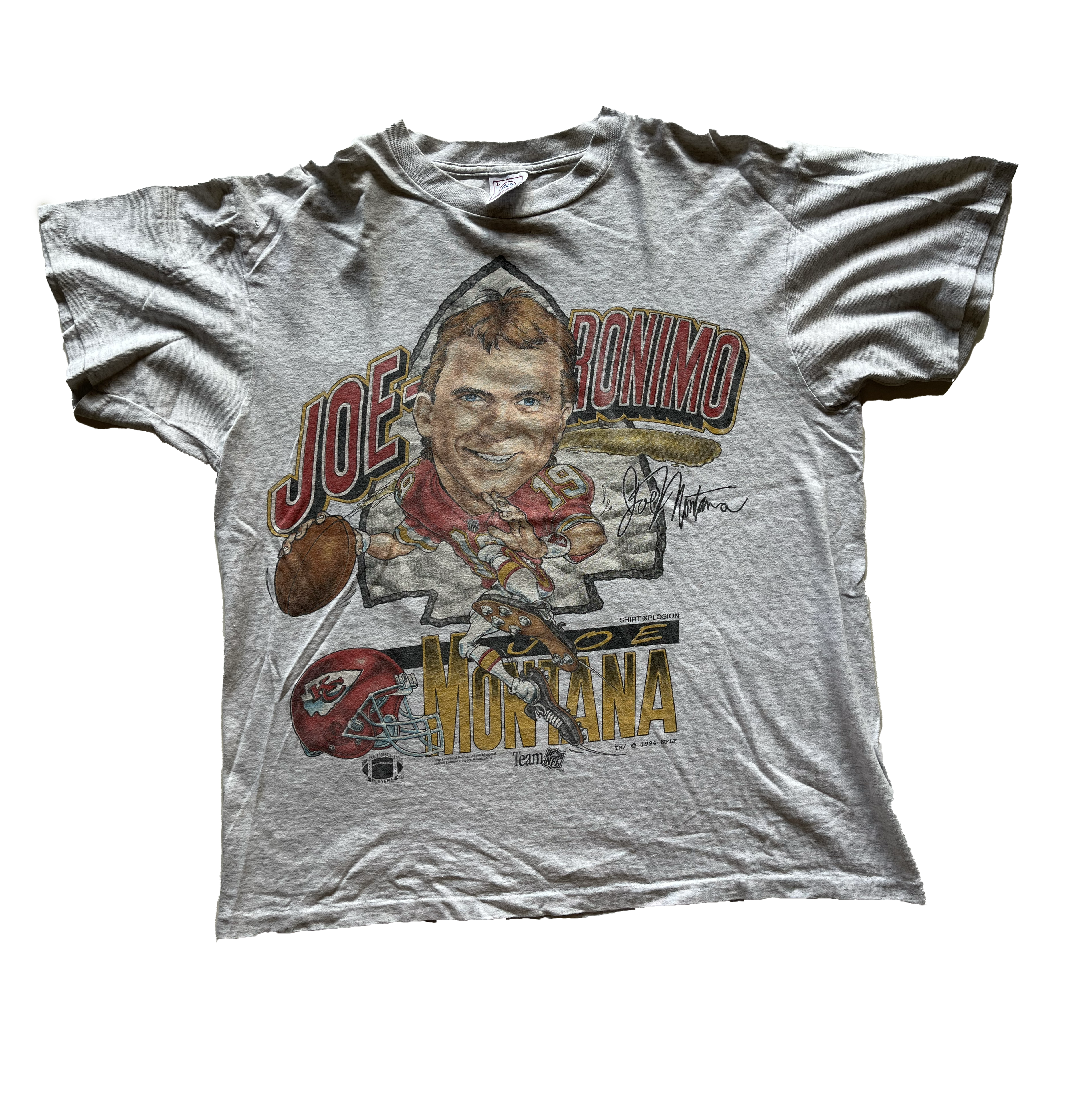 WESTSIDE STOREY VINTAGE | VINTAGE 90S JOE MONTANA CARICATURE CHIEFS TEE - Westside Storey