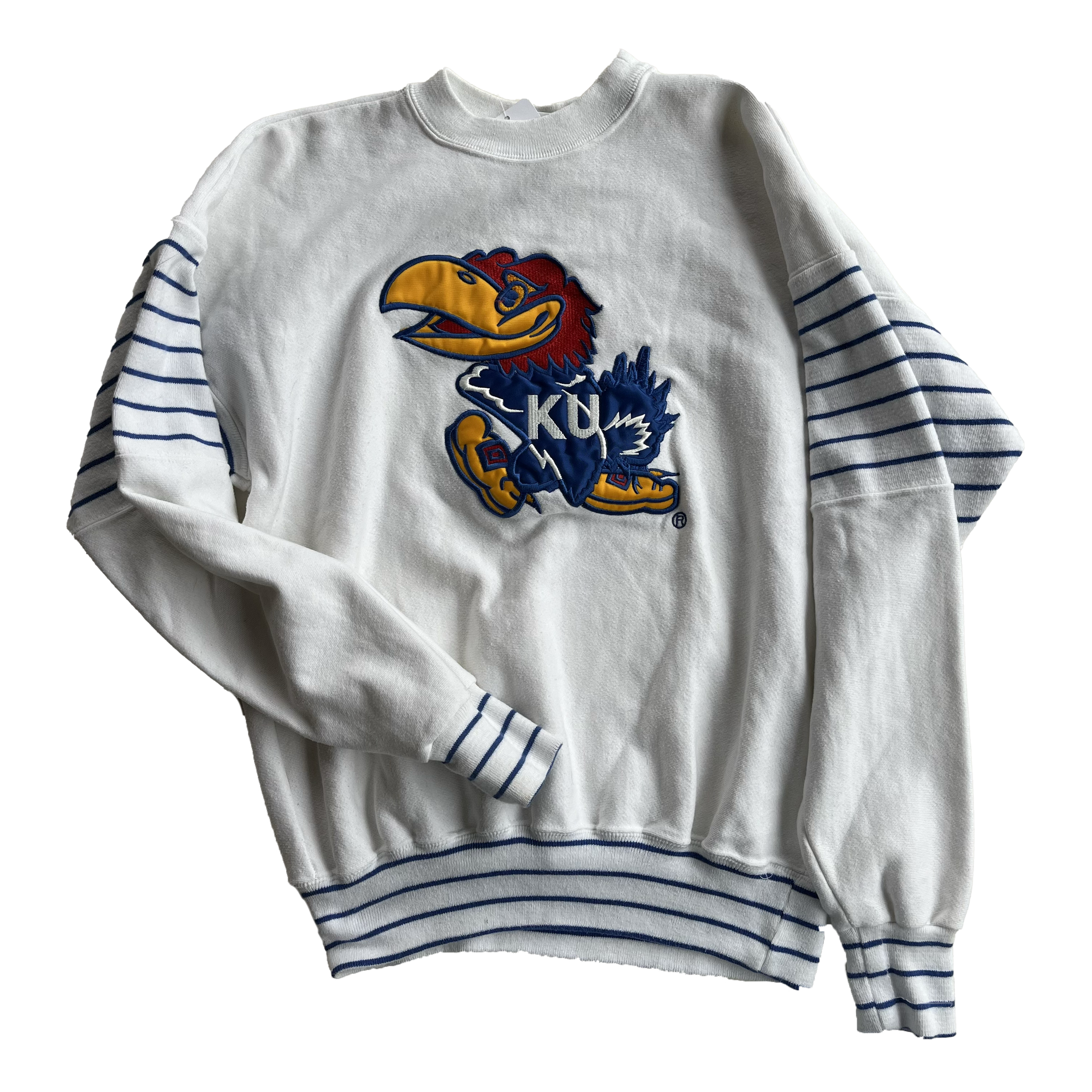 WESTSIDE STOREY VINTAGE | VINTAGE RARE LEGENDS KANSAS JAYHAWKS STRIPED SWEATSHIRT - Westside Storey