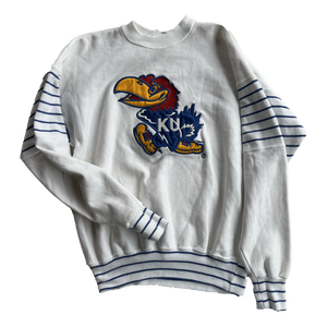 WESTSIDE STOREY VINTAGE | VINTAGE RARE LEGENDS KANSAS JAYHAWKS STRIPED SWEATSHIRT - Westside Storey