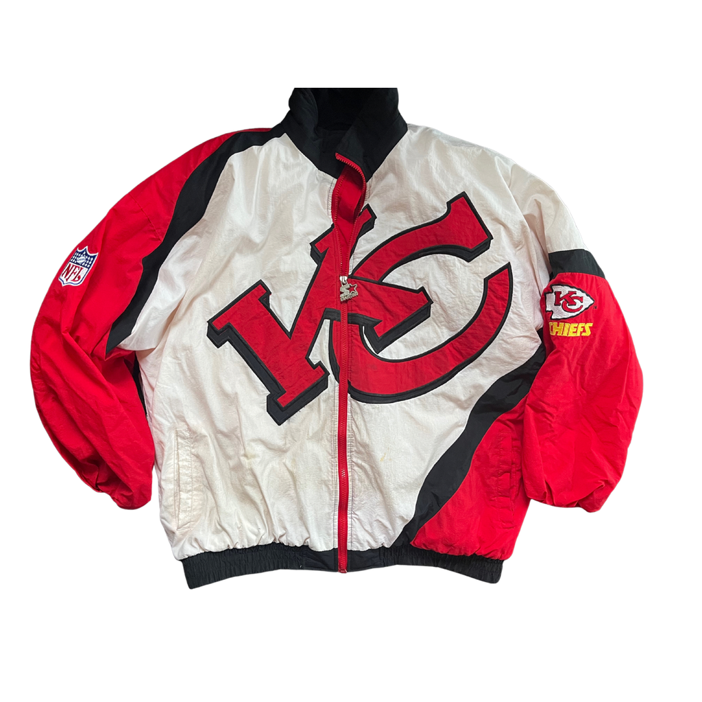 ジャケット・アウター 90s USA STARTER Kansas City Chiefs M Vintage 1990s Kansas City Chiefs Starter Full Zip Arm Logos