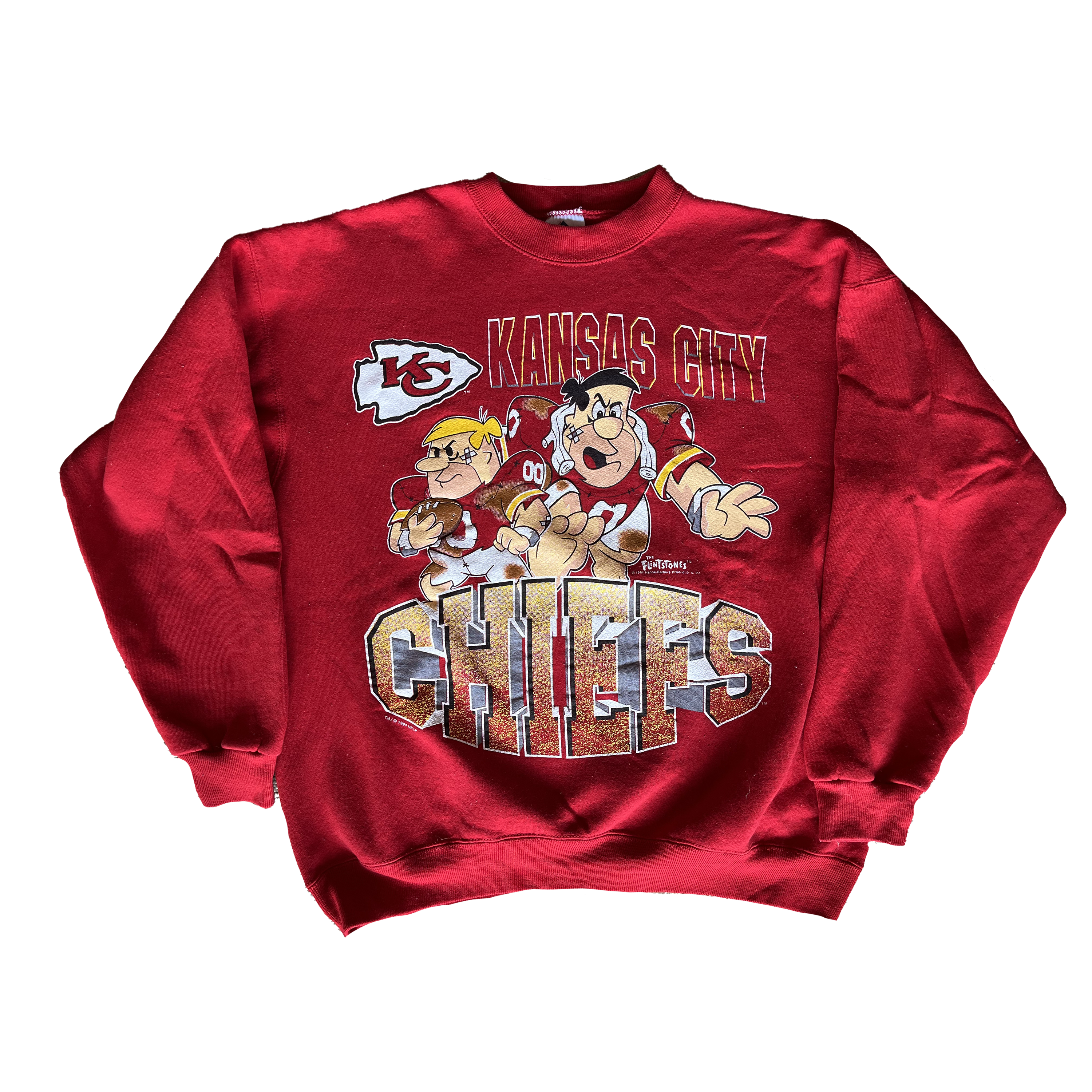 WESTSIDE STOREY VINTAGE | VINTAGE 94 CHIEFS FLINSTONES FRED & BARNEY SWEATSHIRT - Westside Storey