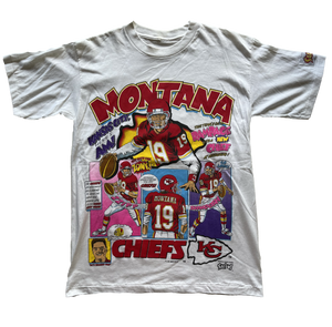 WESTSIDE STOREY VINTAGE | VINTAGE 90S JOE MONTANA COMIC BOOK DEADSTOCK CHIEFS TEE - Westside Storey