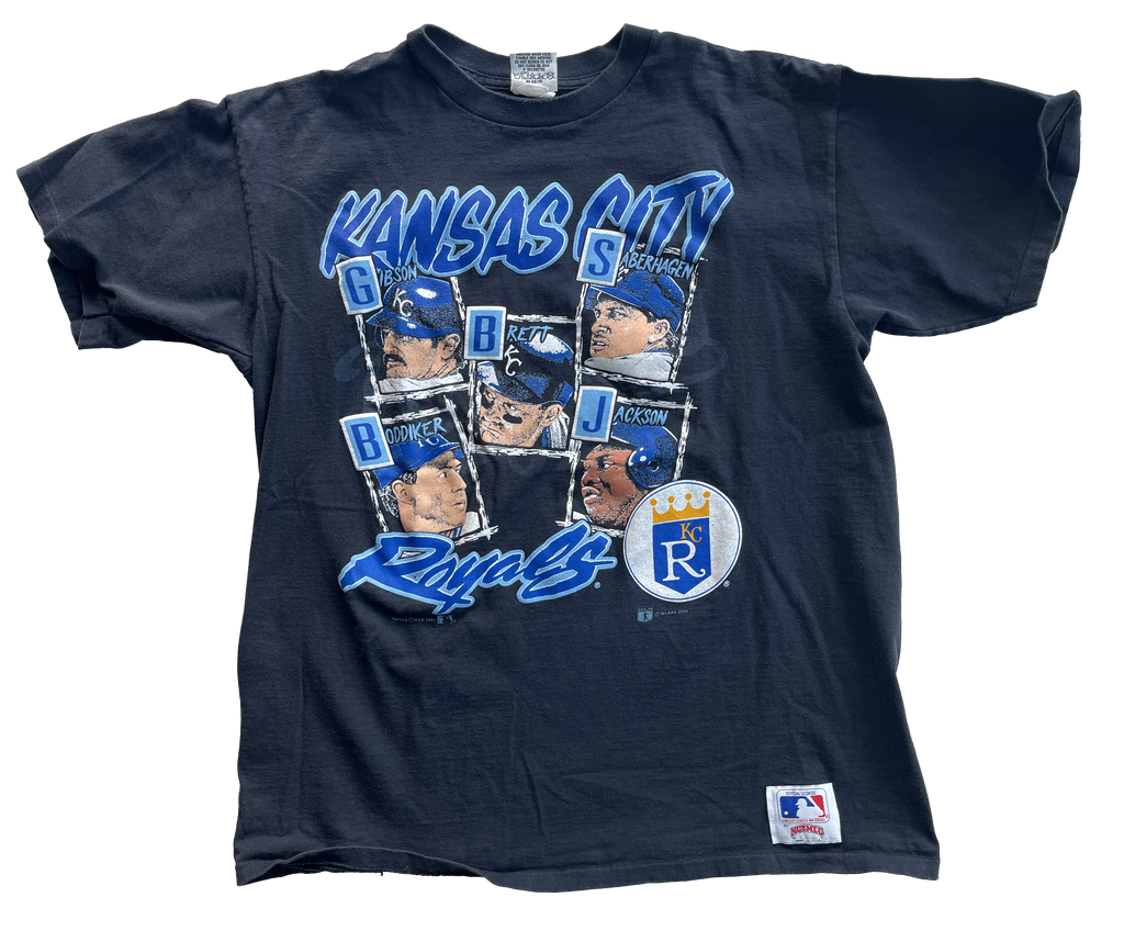 WESTSIDE STOREY VINTAGE | VINTAGE RARE 90s ROYALS GEORGE BRETT BO JACKSON CHARACTER TEE - Westside Storey