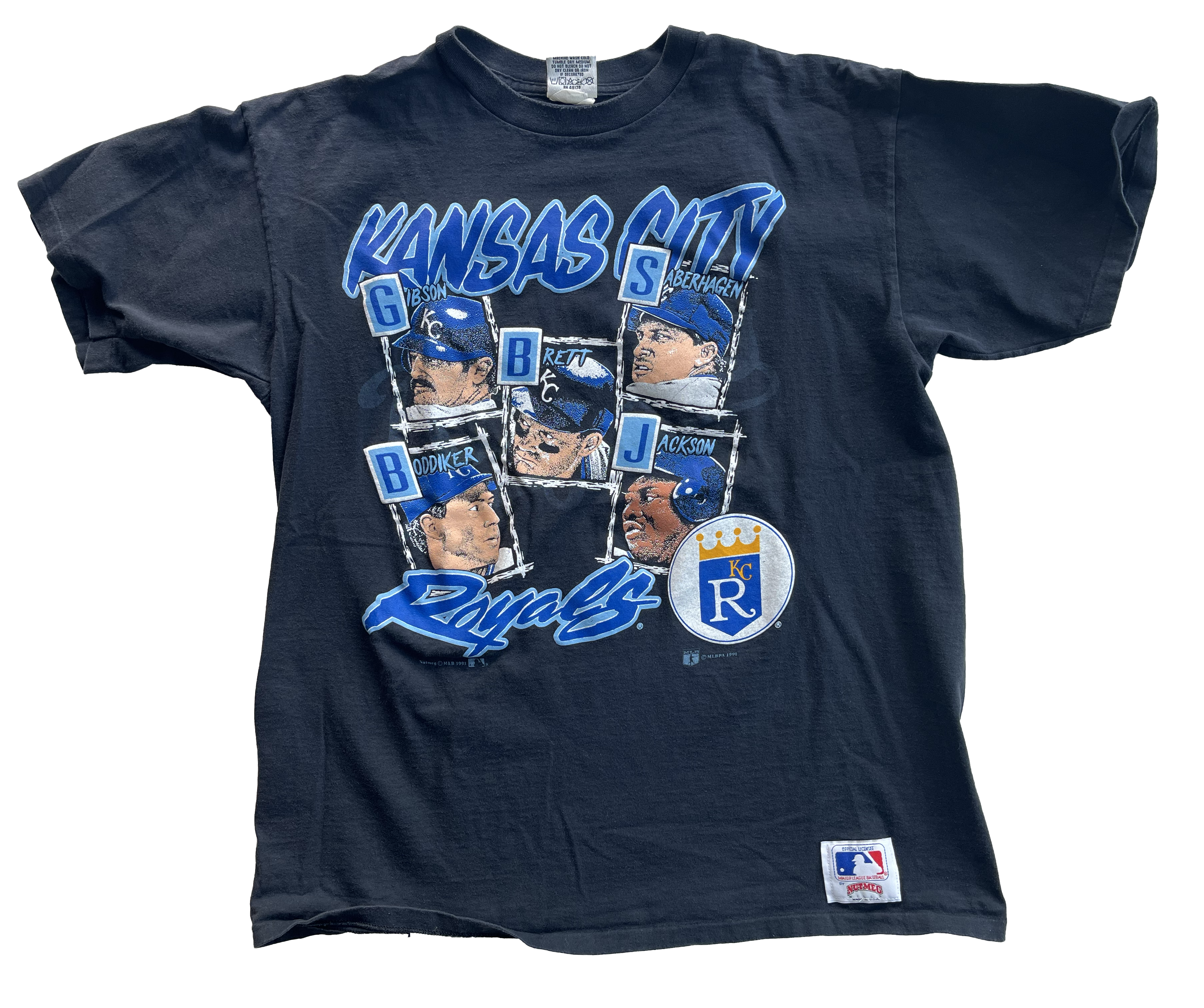 WESTSIDE STOREY VINTAGE | VINTAGE RARE 90s ROYALS GEORGE BRETT BO JACKSON CHARACTER TEE - Westside Storey