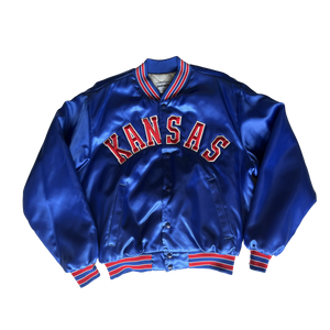 WESTSIDE STOREY VINTAGE | VINTAGE 90S KU JAYHAWKS SATIN BOMBER JACKET - Westside Storey