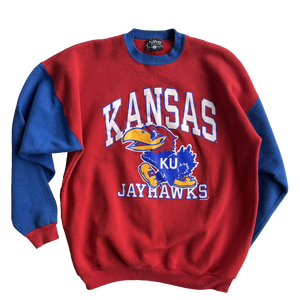 WESTSIDE STOREY VINTAGE | VINTAGE KANSAS 90S KU JAYHAWKS COLOR BLOCK SWEATSHIRT - Westside Storey