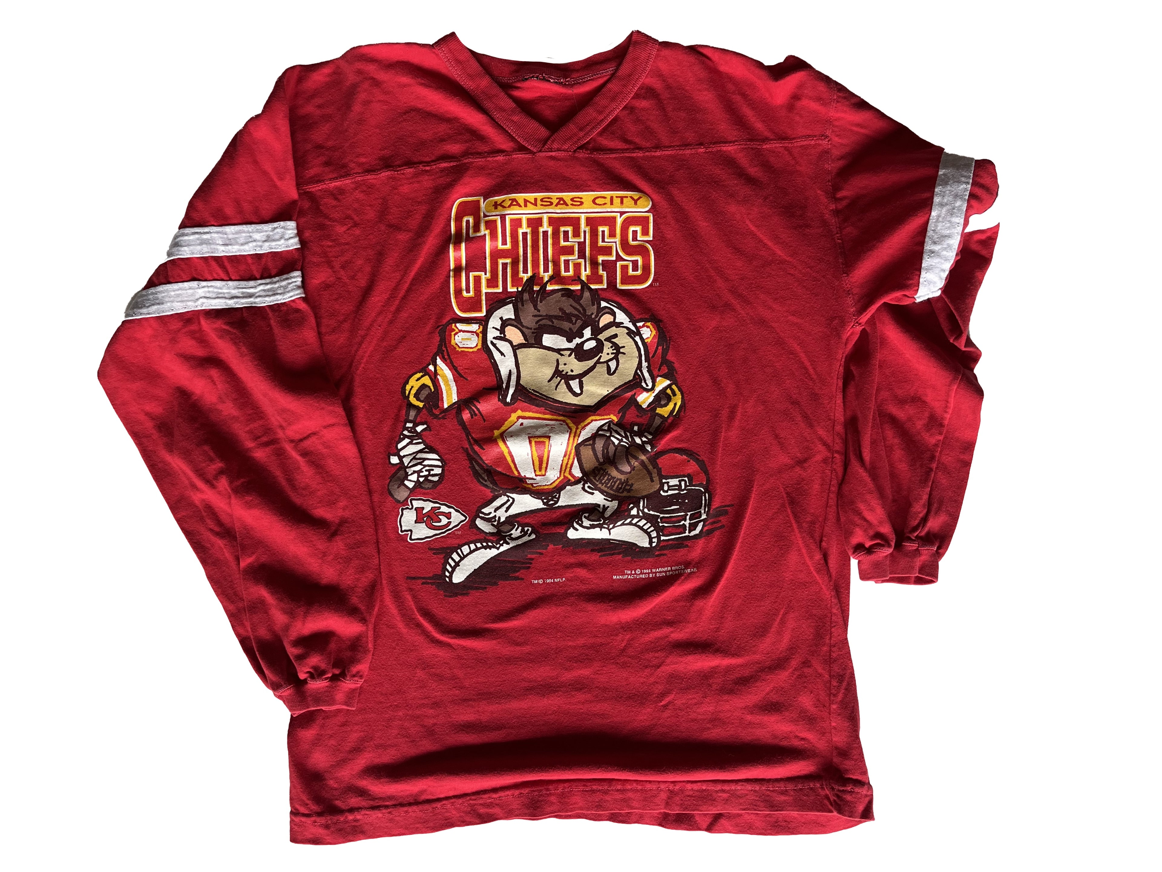 WESTSIDE STOREY VINTAGE | VINTAGE 90S TAZ CHIEFS JERSEY LONGSLEEVE TEE - Westside Storey