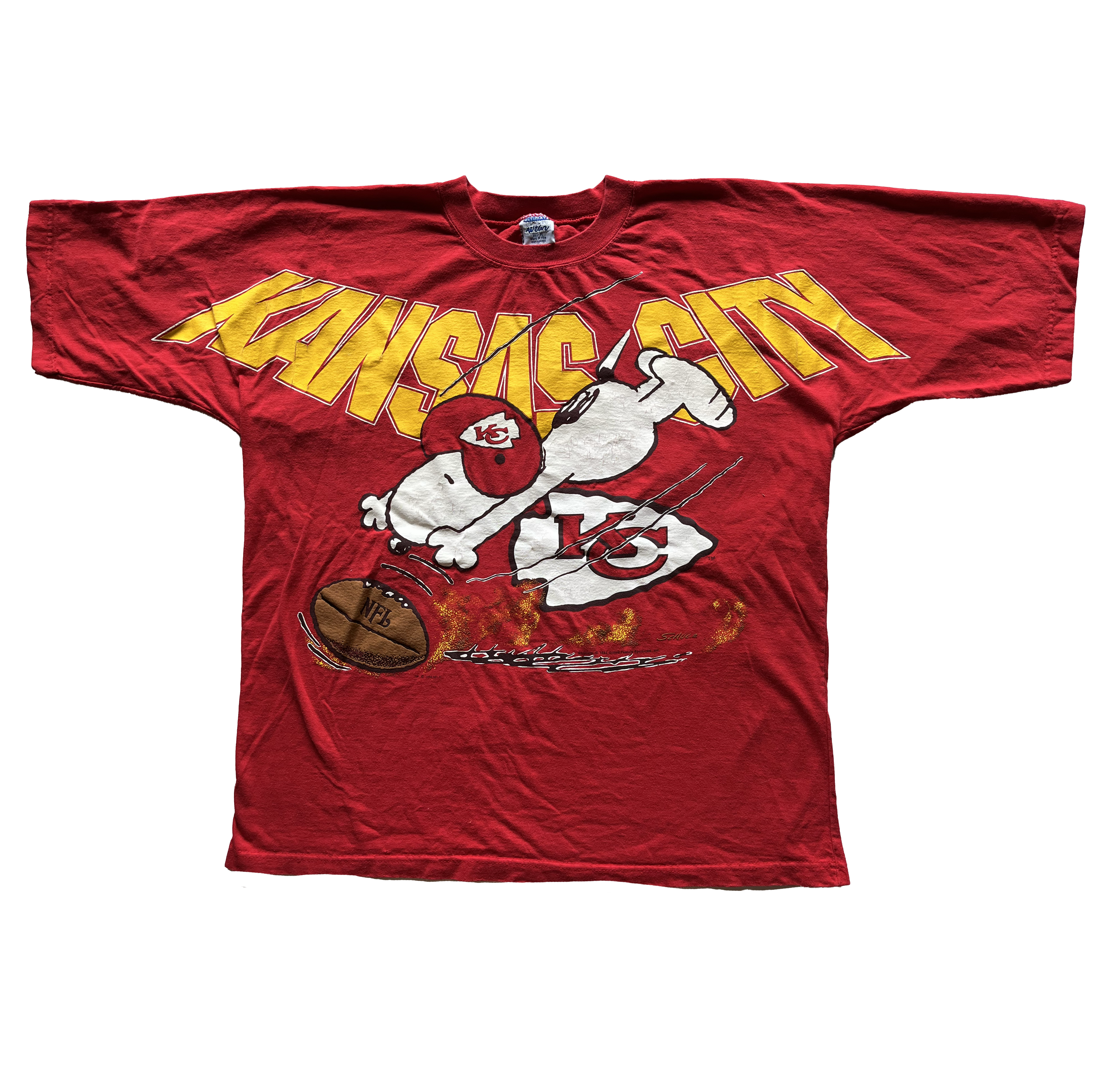 WESTSIDE STOREY VINTAGE | VINTAGE 1994 SPELLOUT SNOOPY CHIEFS TEE - Westside Storey