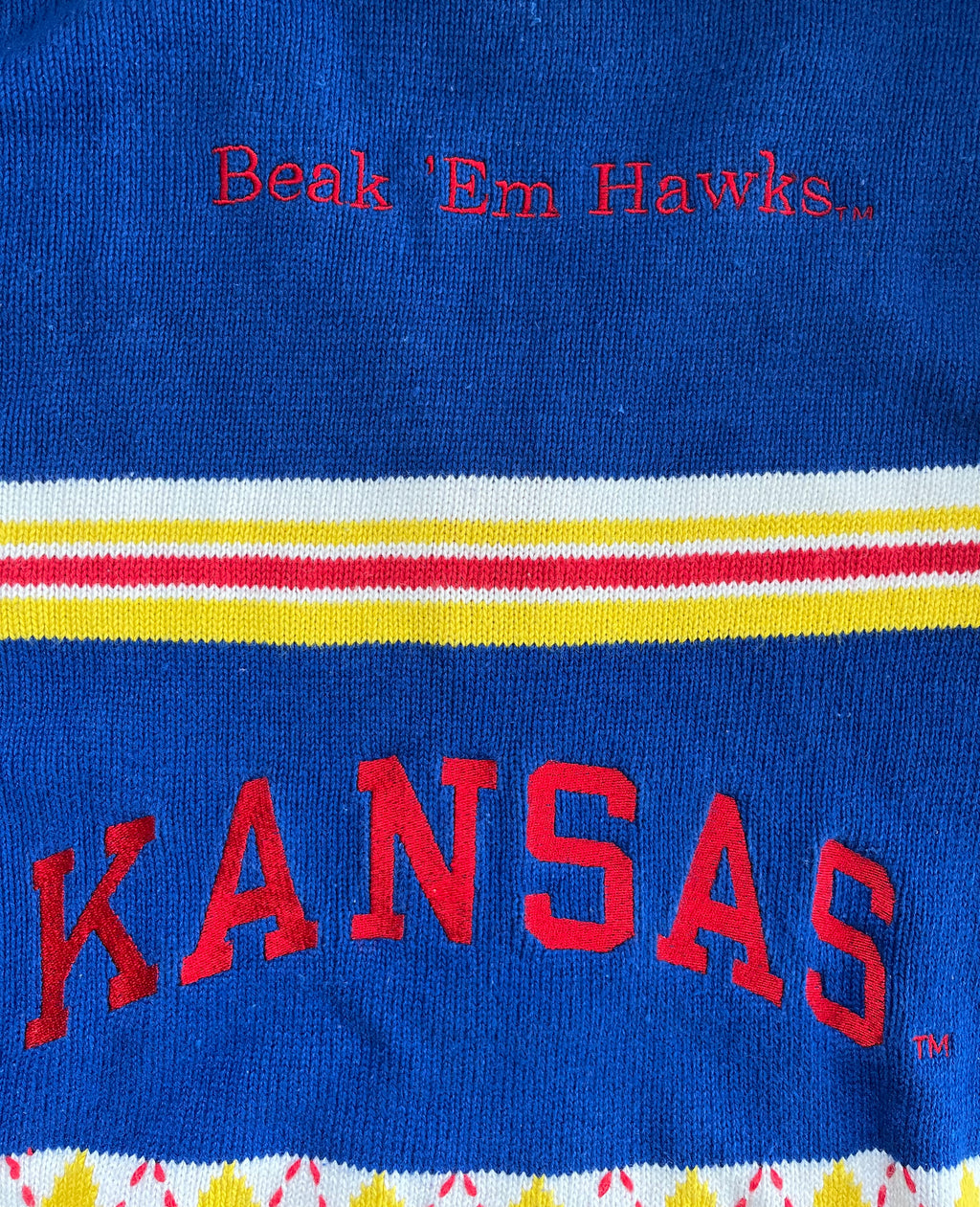 WESTSIDE STOREY VINTAGE | VINTAGE 90S KU JAYHAWKS KNIT CARDIGAN SWEATER - Westside Storey