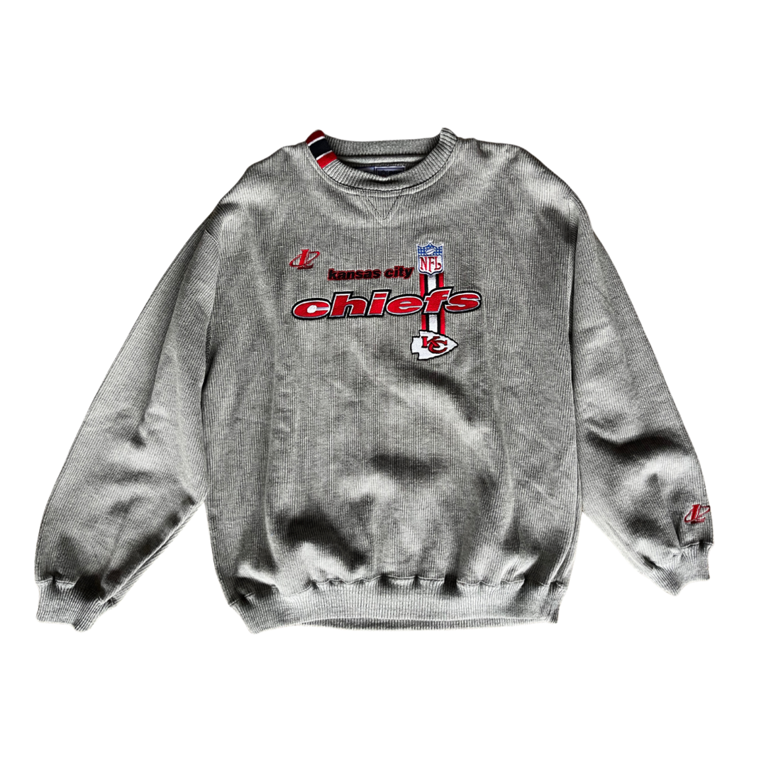WESTSIDE STOREY VINTAGE | VINTAGE 90S CHIEFS DEADSTOCK W/ TAGS GRAY RIBBED SWEATSHIRT - Westside Storey