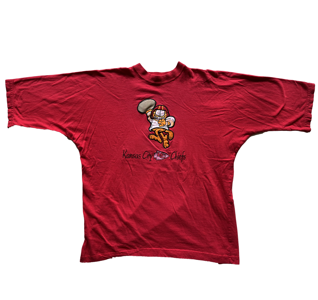 WESTSIDE STOREY VINTAGE | VINTAGE 90S GARFIELD EMBROIDERED CHIEFS TEE - Westside Storey