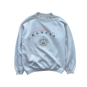 WESTSIDE STOREY VINTAGE | VINTAGE 90S KU JAYHAWKS GEAR FOR SPORTS CREAM MOCK NECK SWEATSHIRT - Westside Storey