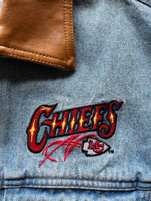 WESTSIDE STOREY VINTAGE | VINTAGE 90S PRO ELITE CHIEFS DENIM JACKET - Westside Storey