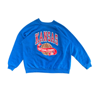 WESTSIDE STOREY VINTAGE | VINTAGE 1988 KU JAYHAWKS NATIONAL CHAMPS FRONT BACK SWEATSHIRT - Westside Storey