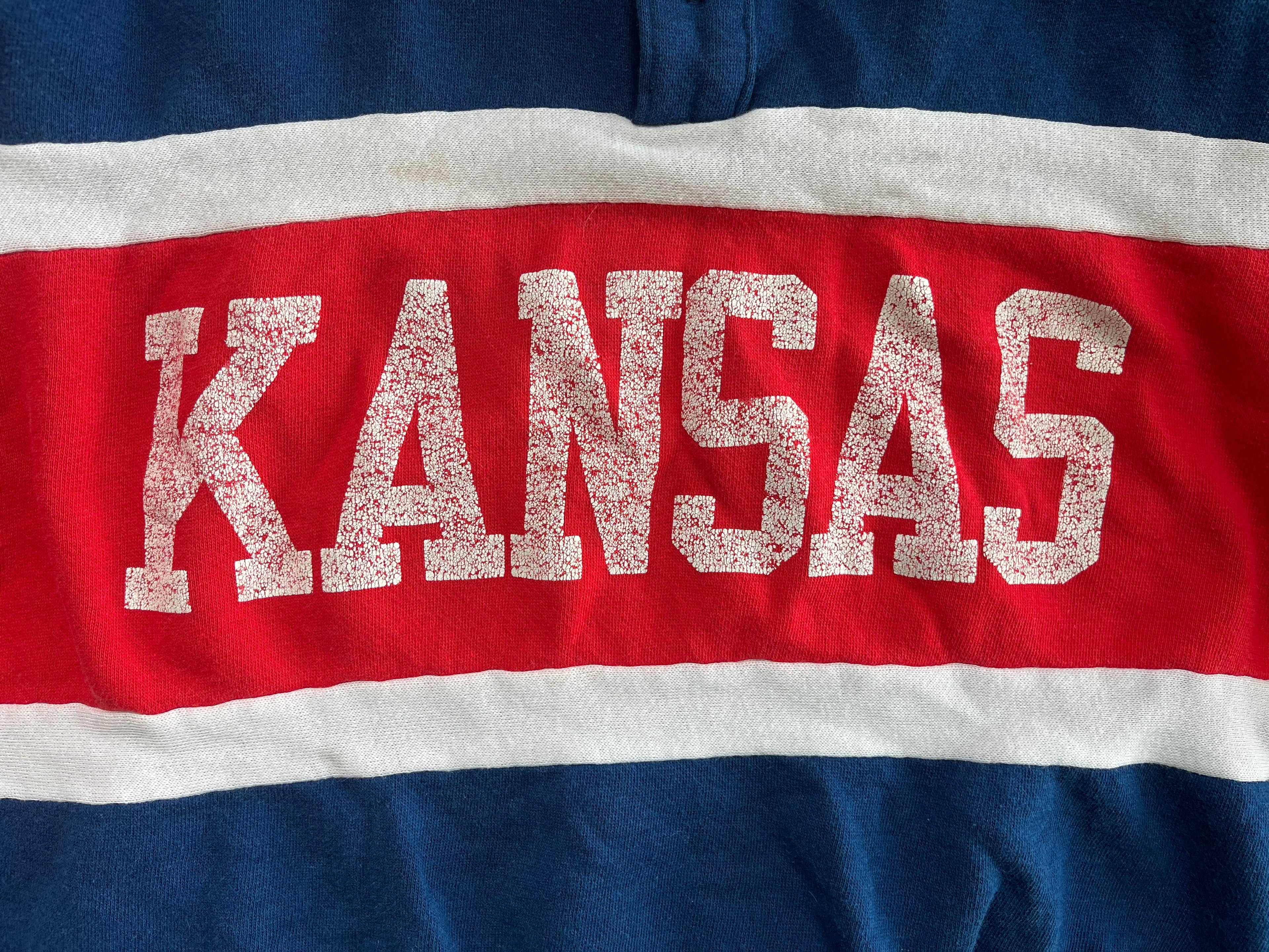 WESTSIDE STOREY VINTAGE | VINTAGE 80S KU JAYHAWKS NUTMEG POLO SWEATSHIRT- AS IS - Westside Storey