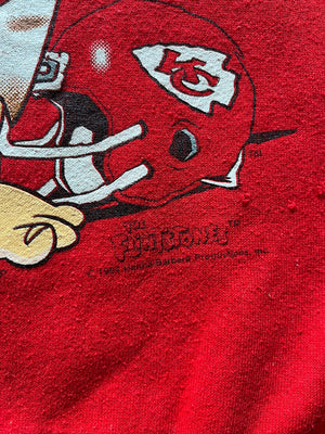WESTSIDE STOREY VINTAGE | VINTAGE 90S BARNEY & FRED FLINSTONE KC CHIEFS SWEATSHIRT - Westside Storey