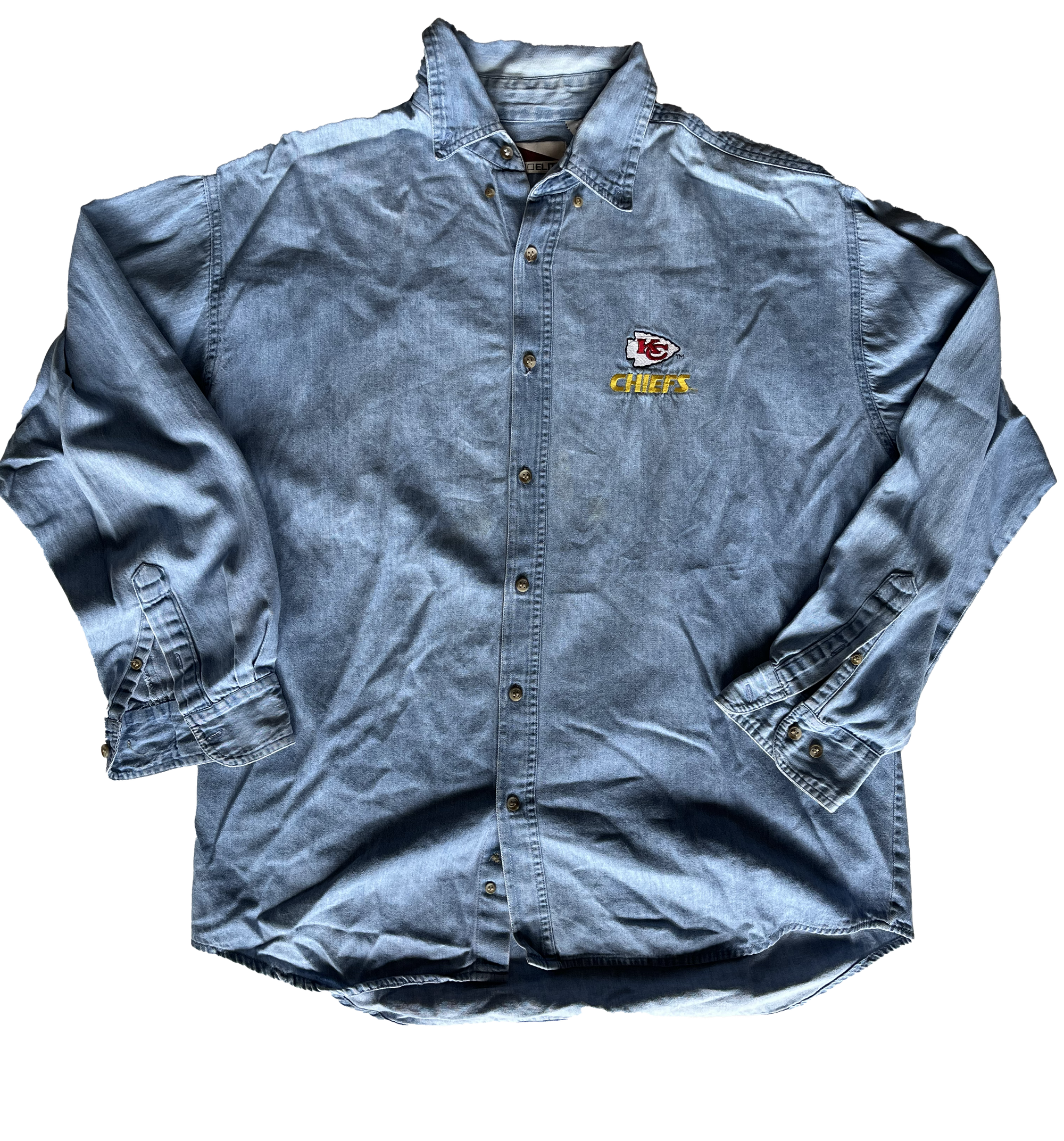 WESTSIDE STOREY VINTAGE | VINTAGE 90S CHIEFS DENIM CHAMBRAY BUTTON DOWN - Westside Storey