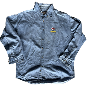 WESTSIDE STOREY VINTAGE | VINTAGE 90S CHIEFS DENIM CHAMBRAY BUTTON DOWN - Westside Storey