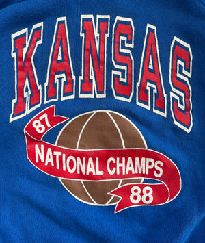 WESTSIDE STOREY VINTAGE | VINTAGE 1988 KU JAYHAWKS NATIONAL CHAMPS FRONT BACK SWEATSHIRT - Westside Storey