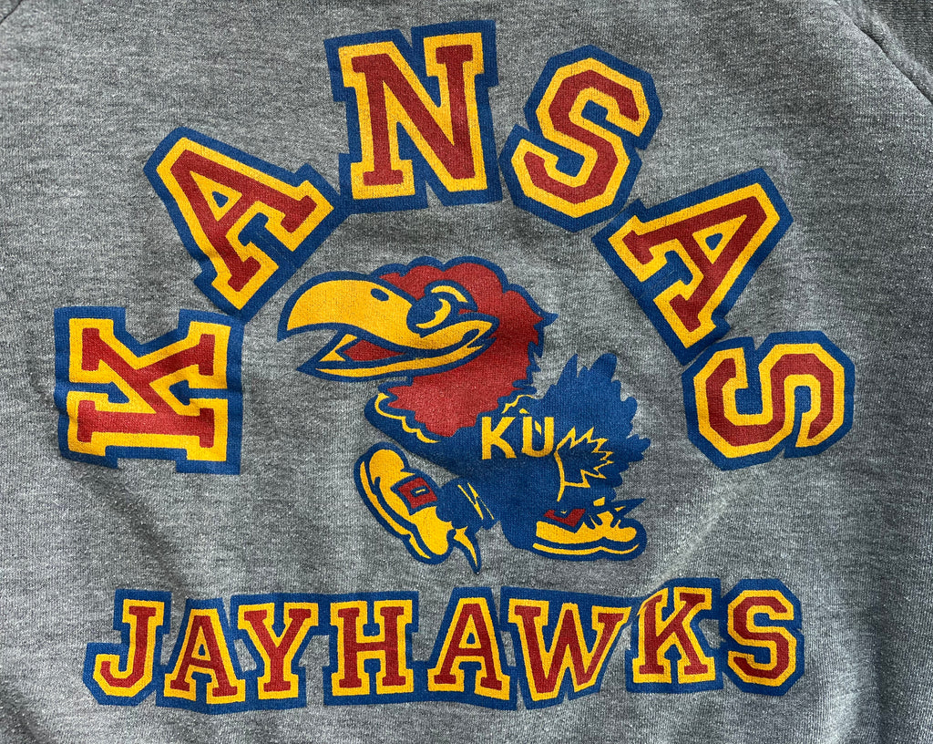 WESTSIDE STOREY VINTAGE | VINTAGE 90S KU JAYHAWKS GRAY TRI BLEND SWEATSHIRT - Westside Storey