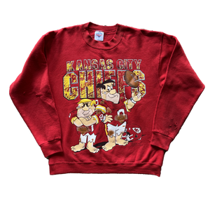 WESTSIDE STOREY VINTAGE | VINTAGE 90S BARNEY & FRED FLINSTONE KC CHIEFS SWEATSHIRT - Westside Storey