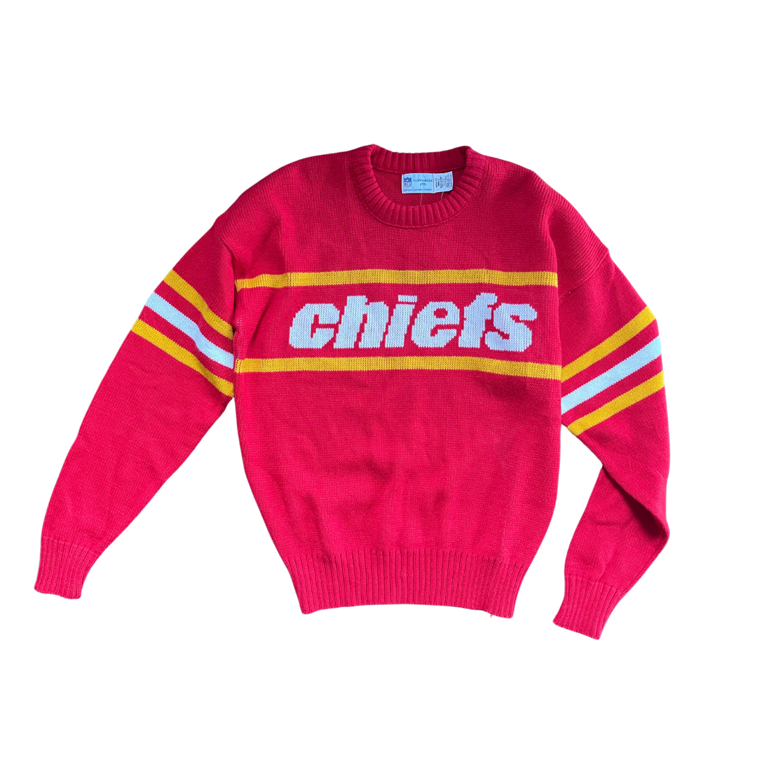 WESTSIDE STOREY VINTAGE | VINTAGE 90S CHIEFS CLIFF ENGLE KNIT SWEATER- AS IS - Westside Storey